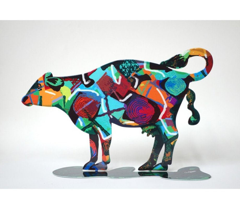 Tikva Cow Free Standing Double Sided Steel Sculpture - David Gerstein