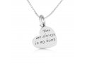 Tilted Heart Pendant Necklace, Faith, You Are Always in My Heart - Sterling Silver