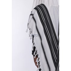Traditional Chabad Wool Tallit Non Slip Prayer Shawl with No Tzitzit as Default