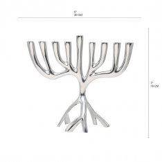 Tree of Life Aluminum Chanukah Menorah, Silver - Yair Emanuel