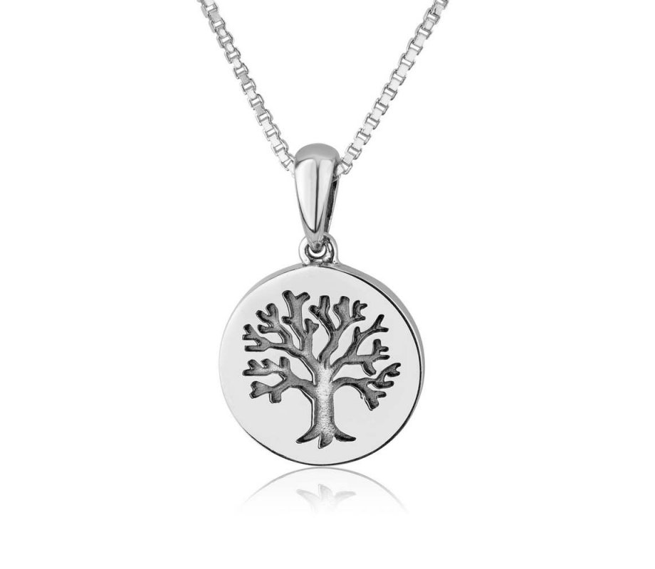 Tree of Life on Circular Pendant - Sterling Silver Necklace