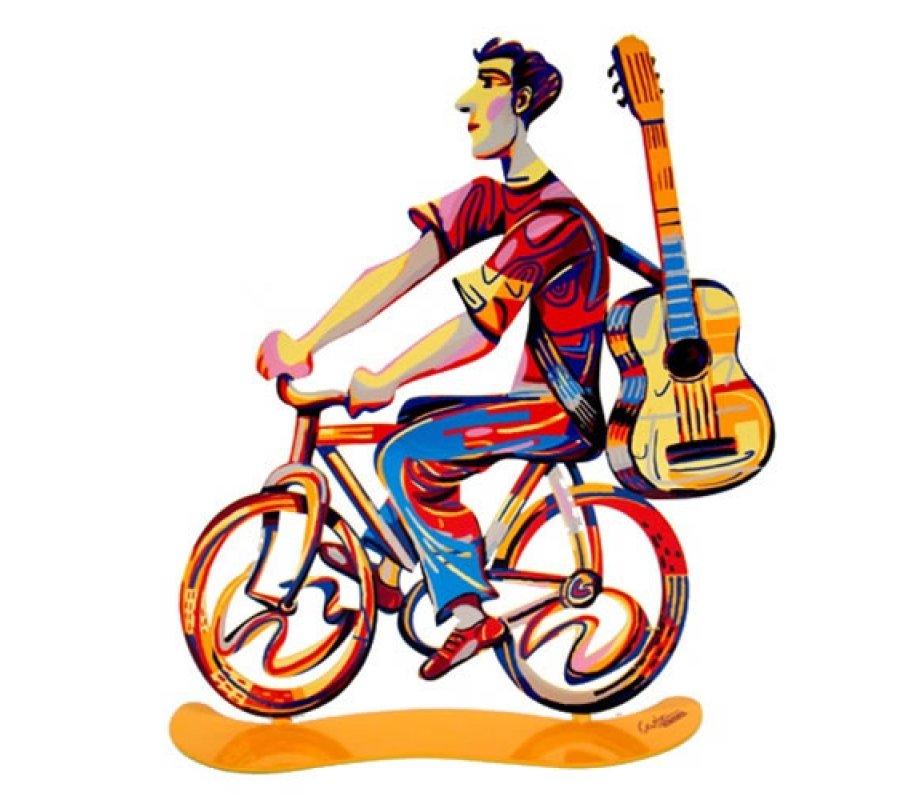Troubadour Rider Free Standing Double Sided Bicycle Sculpture - David Gerstein