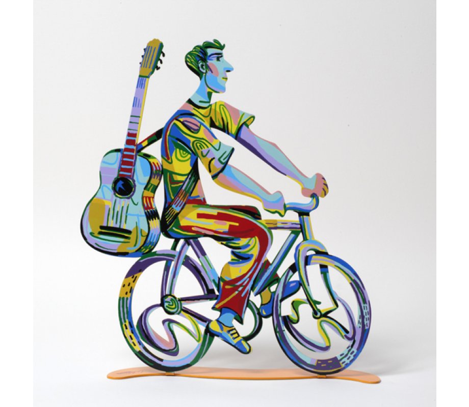 Troubadour Rider Free Standing Double Sided Bicycle Sculpture - David Gerstein