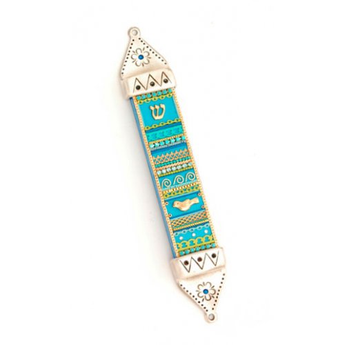 Turquoise Dove Mezuzah Case - Ester Shahaf