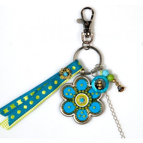 Turquoise Flower Keychain by Shahaf