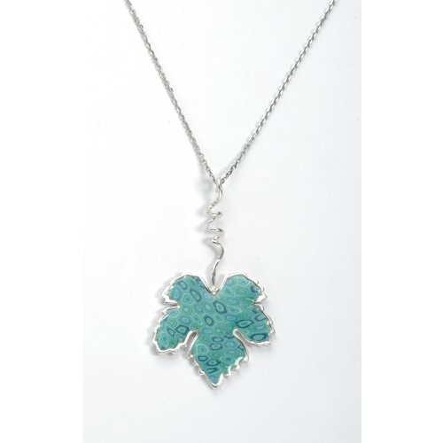 Turquoise Grape Leaf Necklace by Adina Plastelina SALE PRICE - 1 LEFT IN STOCK !!