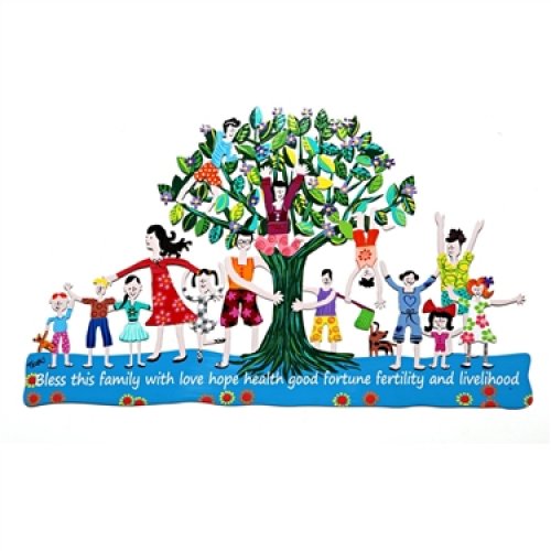 Turquoise Hebrew Tree Home Blessing by Tzuki