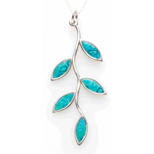 Turquoise Olive Leaf Branch Necklace by Adina Plastalina