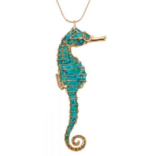 Turquoise Seahorse Necklace by Adina Plastelina