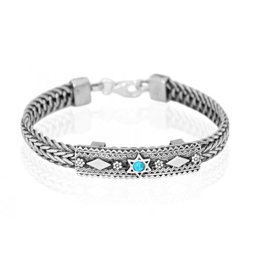 Turquoise Star of David Silver Bracelet by Golan Studio