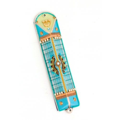 Turquoise Triangle Mezuzah Case - Ester Shahaf