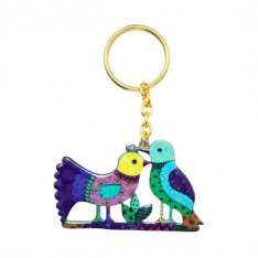 Two Sided Birds Design - Yair Emanuel Enamel Key Chain