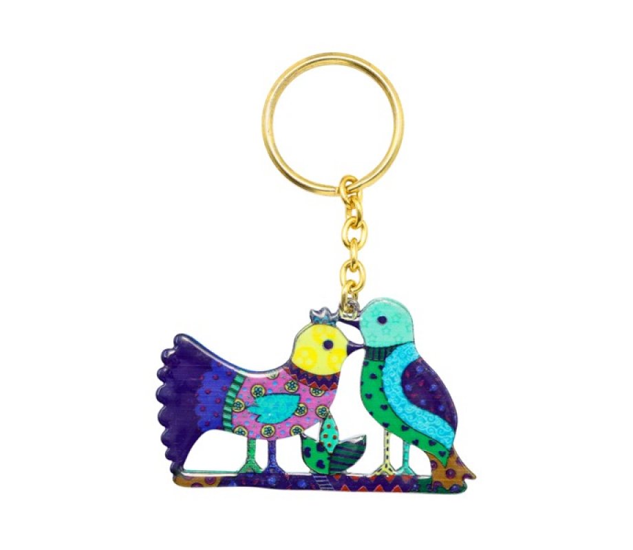 Two Sided Birds Design - Yair Emanuel Enamel Key Chain