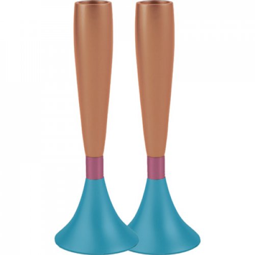 Two Tone Anodized Aluminum Slender Candlesticks - Yair Emanuel