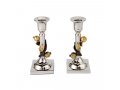 Two Tone Leaf Design Metal Candlesticks - Yair Emanuel