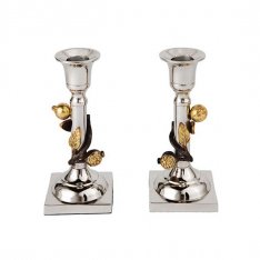 Two Tone Leaf Design Metal Candlesticks - Yair Emanuel