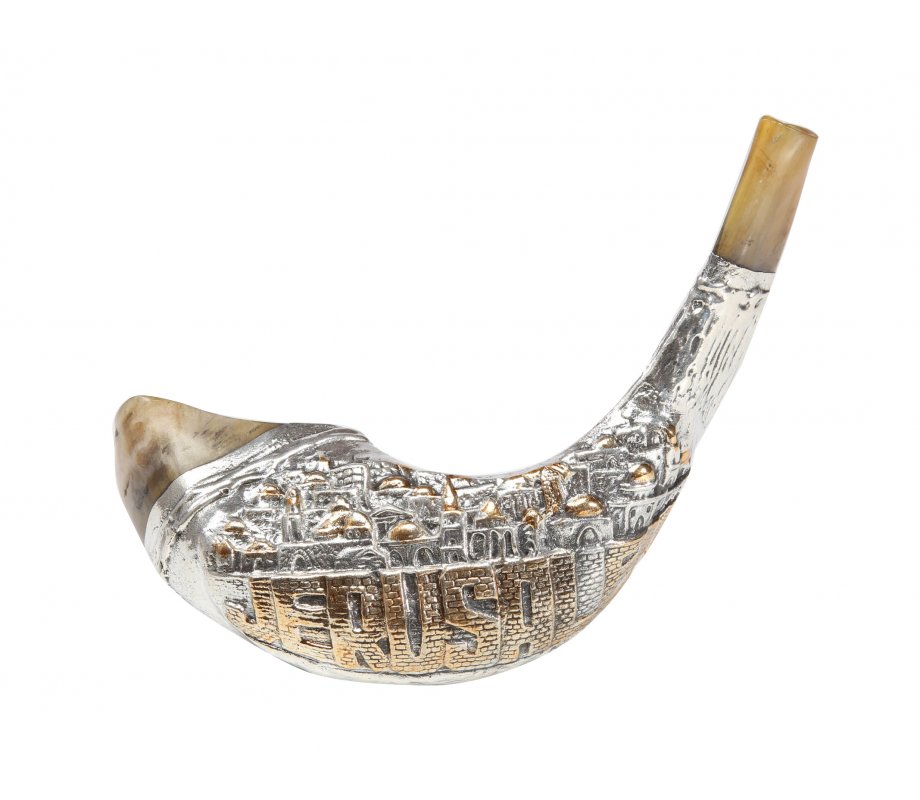 Two Tone Sterling Silver Ram's Horn Shofar