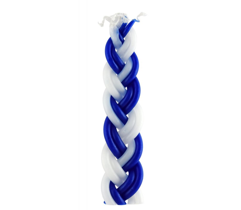 Two in One, A Blue and White Braided Havdalah Candle with spice Box