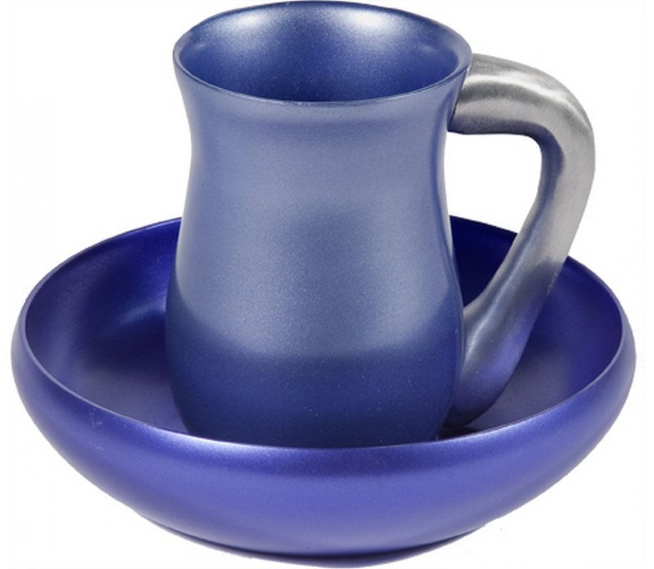 Two-Piece Aluminum Mayim Achronim Set, Blue - Yair Emanuel