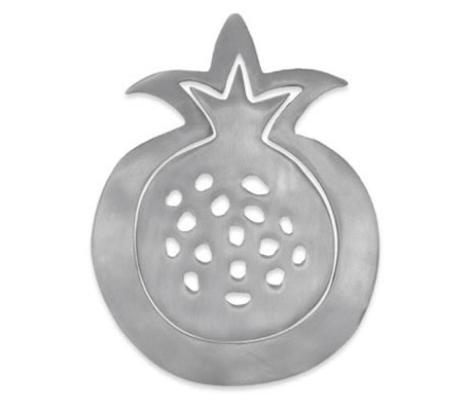 Two-in-One Silver Aluminum Trivets, Pomegranate - Yair Emanuel