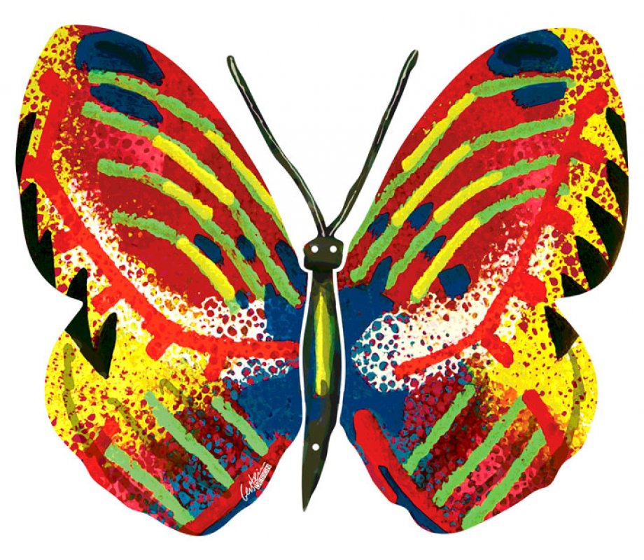 Tziona Butterfly Double Sided Steel Wall Sculpture - David Gerstein
