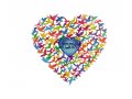 Wall Art, Colorful Heart Shape with Multiple Birds and Biblical Quotes - Dorit Judaica