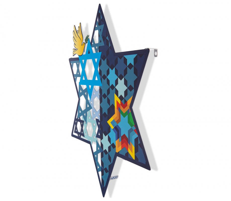 Wall Art Star of David and Peace Dove with Multiple Stars of David - Dorit Judaica