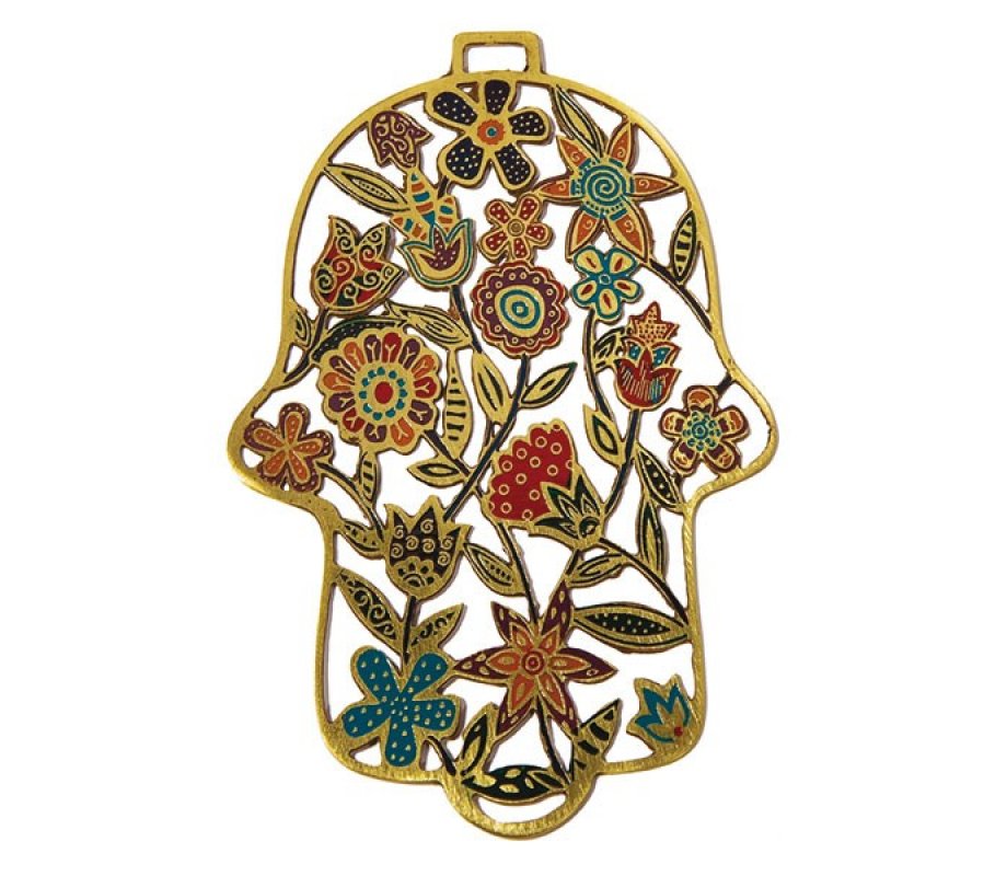 Wall Hamsa, Colorful Floral Design - Yair Emanuel