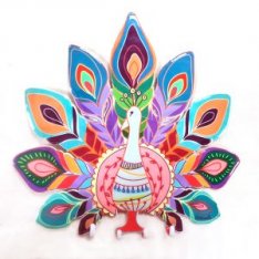 Wall Key Hanger, Colorful Peacock – Yair Emanuel