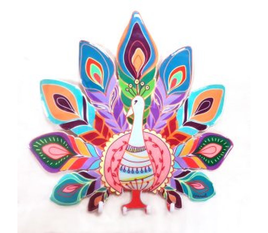 Wall Key Hanger, Colorful Peacock – Yair Emanuel