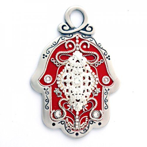 Warm Oriental Style Red Wall Hamsa - Shahaf