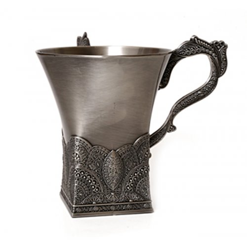 Wash Cup in Pewter with Filigree Design