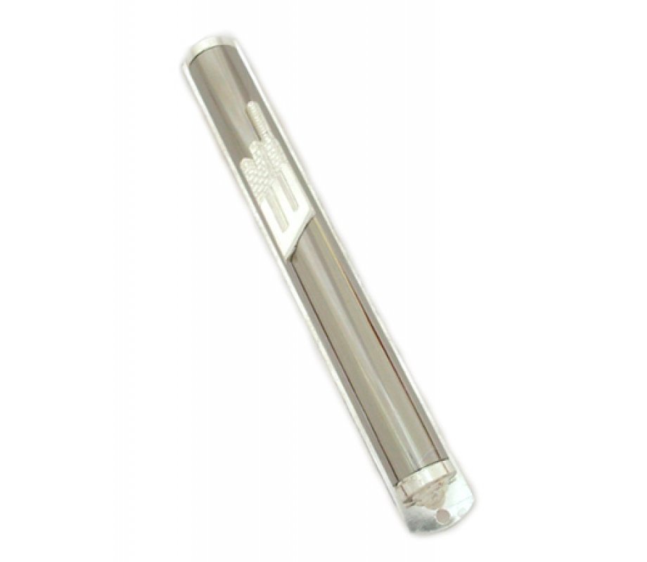 Western Wall Shin Mezuzah Case - Silver Plate