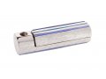 White Compact Aluminum Hanukkah Menorah With Blue Stripes - Yair Emanuel