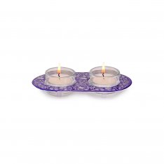 White Flower Design Glass and Metal Candle Holders for Tea Lights - Yair Emanuel