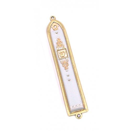 White Mezuzah with Hamsa - Shahaf