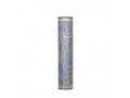 Wide Cutout Rounded Mezuzah Case, Pomegranates in Powder Blue and Silver - Yair Emanuel