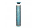 Wide Cutout Rounded Mezuzah Case, Pomegranates in Turquoise and Silver - Yair Emanuel