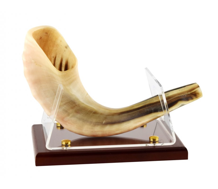 Wood Base Acrylic Stand for Ram's Horn Shofar
