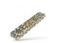 Wood Mezuzah Case with Blue Mosaic Design on Cream - Gold Shin