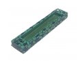 Wood Mezuzah Case with Dark Blue Mosaic Design on Turquoise - Gold Shin