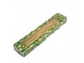 Wood Mezuzah Case with Green and Yellow Mosaic Design - Gold Shin