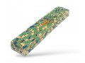 Wood Mezuzah Case with Mosaic Design, Green and Blue Turquoise - Gold Shin