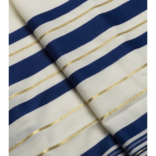 Wool Tallit Prayer Shawl with Blue & Gold Stripes by Talitnia