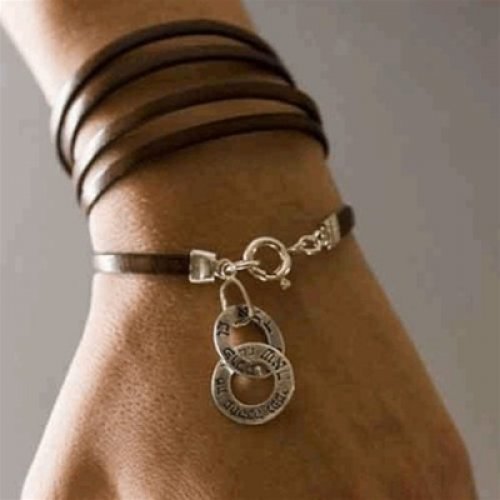 Wrap Around Leather Bracelet, Two Discs with Engraved 72 Names of G-d