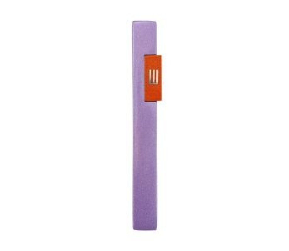 Yair Emanuel Anodized Aluminum Mezuzah Case With Rectangle - Purple