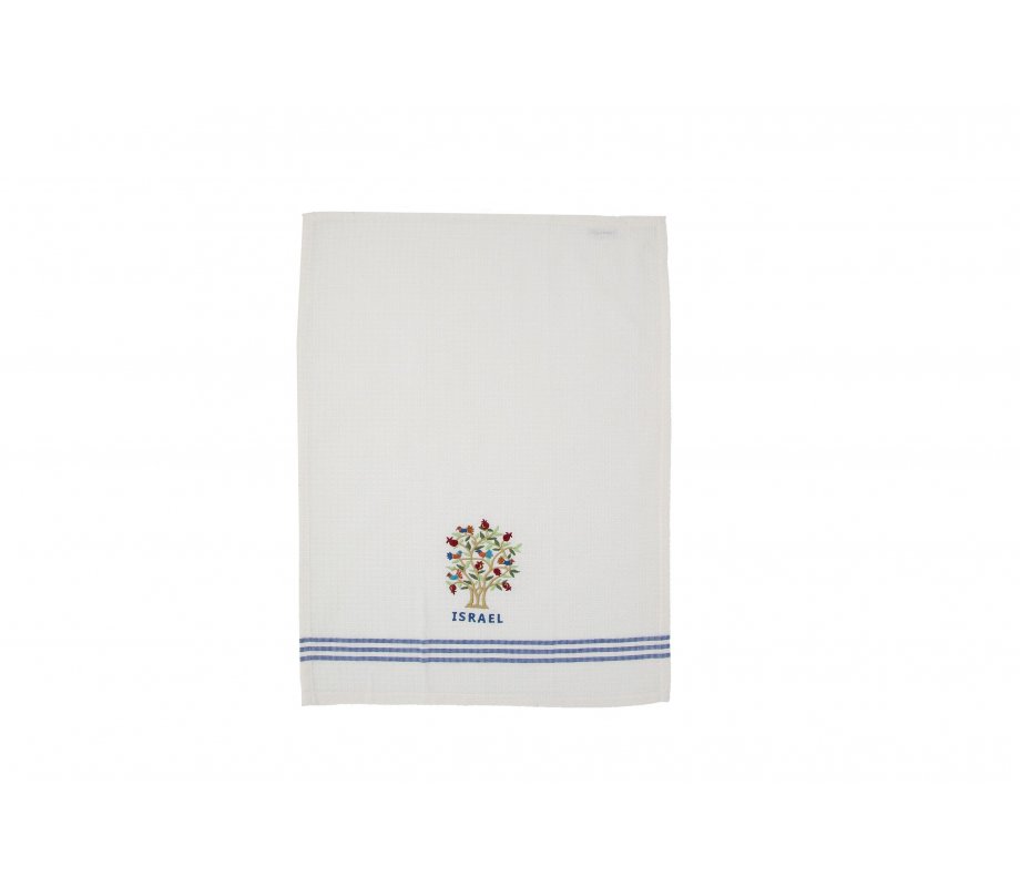 Yair Emanuel Dish Towel, Embroidered Pomegranate Tree - Yair Emanuel