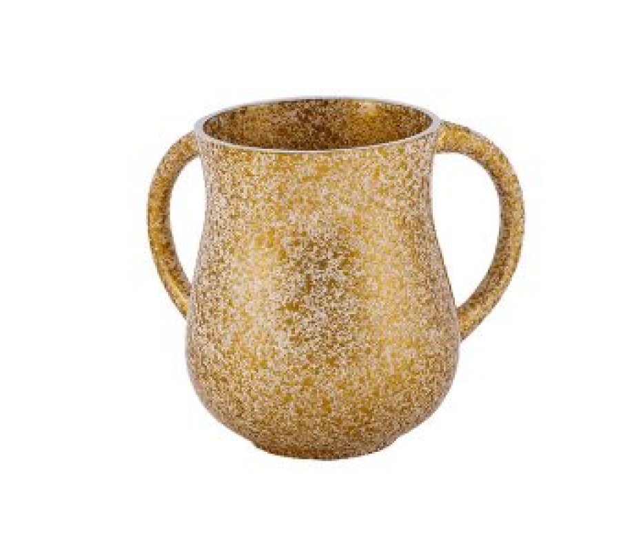Yair Emanuel Faux Marble Netilat Yadayim Wash Cup - Gold