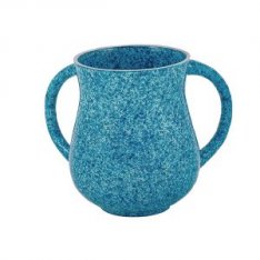 Yair Emanuel Faux Marble Netilat Yadayim Wash Cup - Light Blue