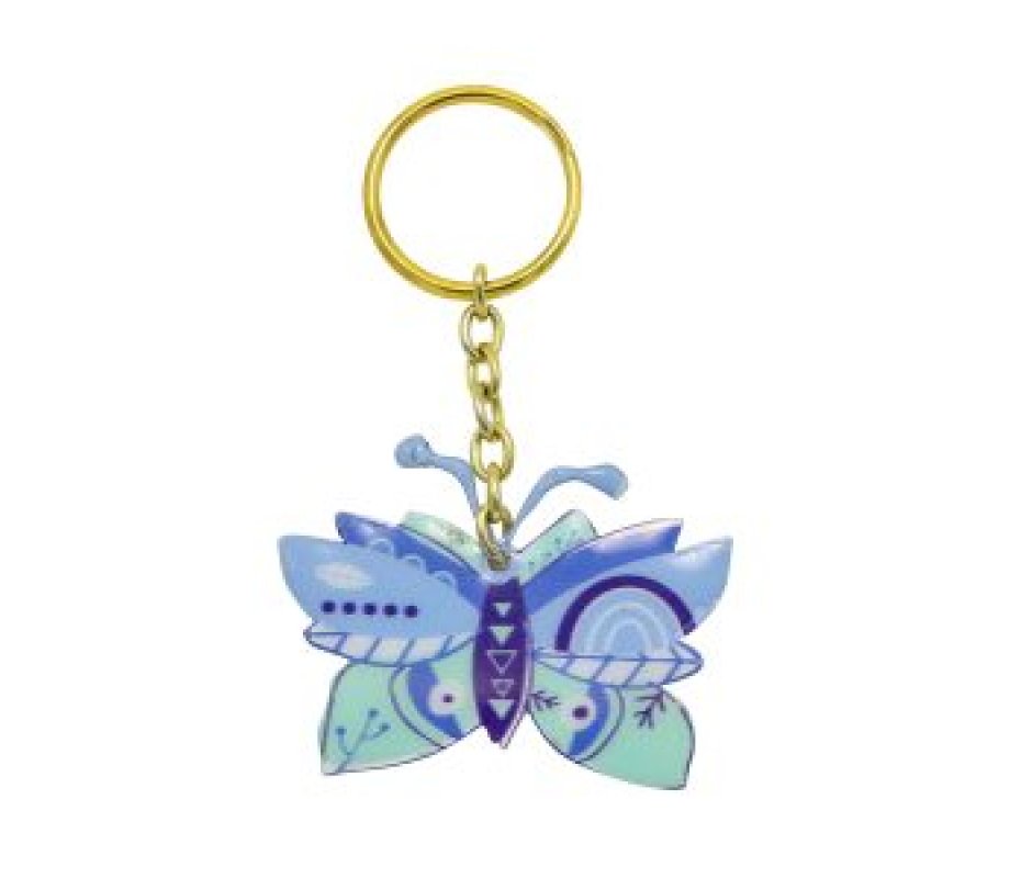 Yair Emanuel, Gold Key Chain – Blue Butterfly
